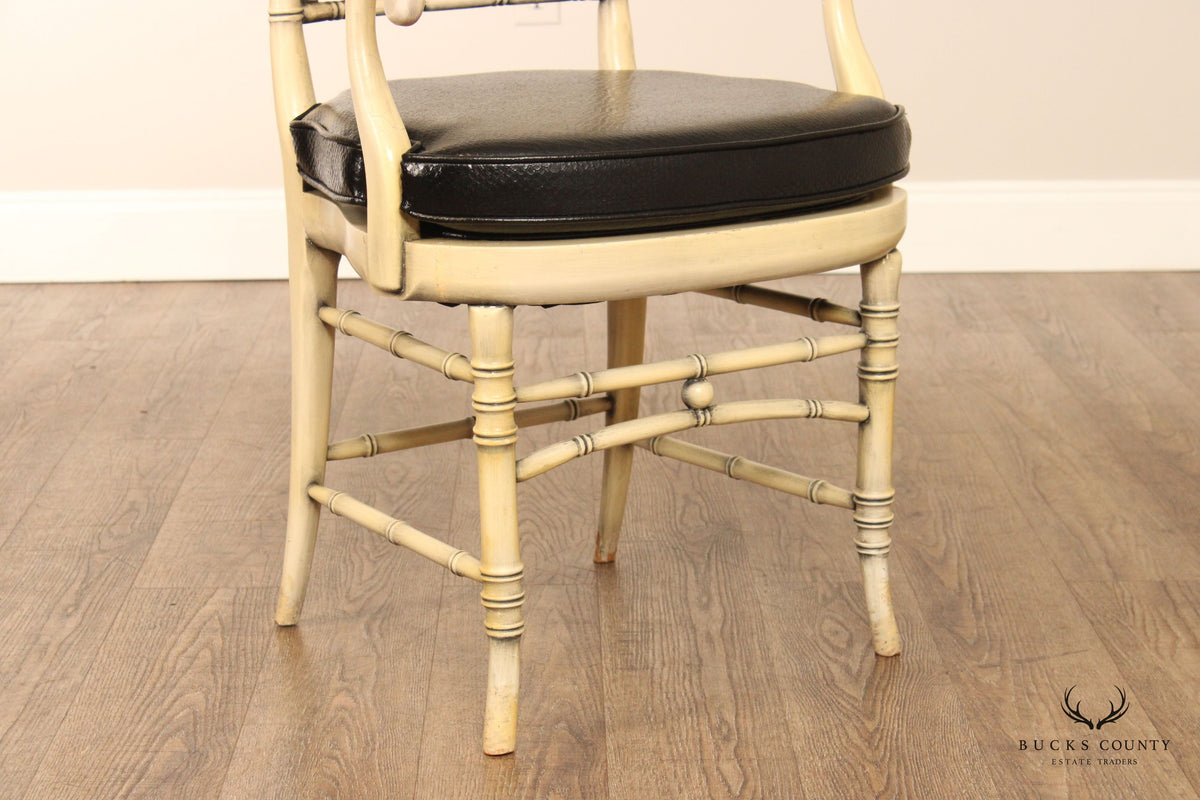 Faux Bamboo Frame Vintage Pair Of Painted Armchairs