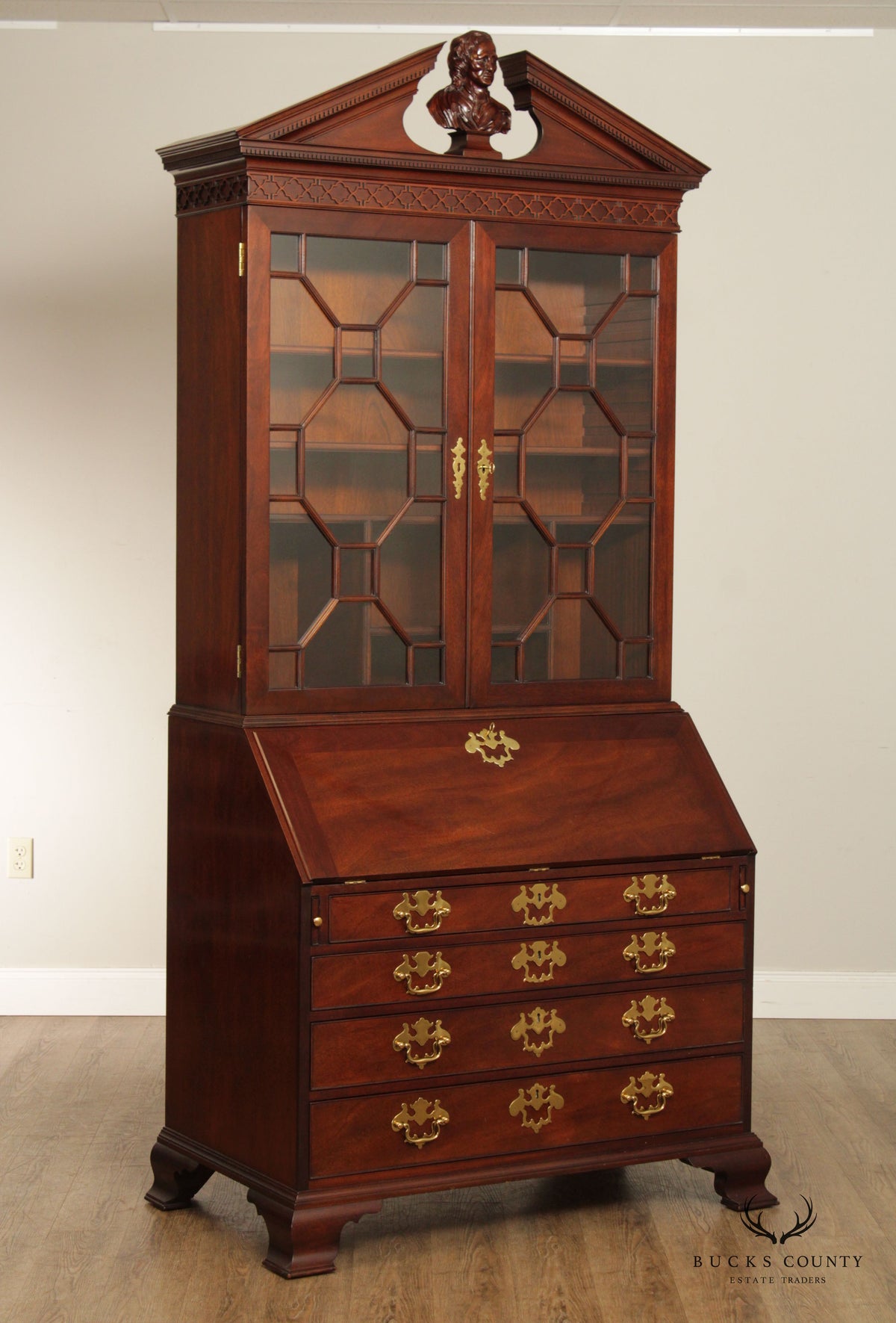 Kindel National Trust for Historic Preservation Georgian Style Mahogany Secretary Desk