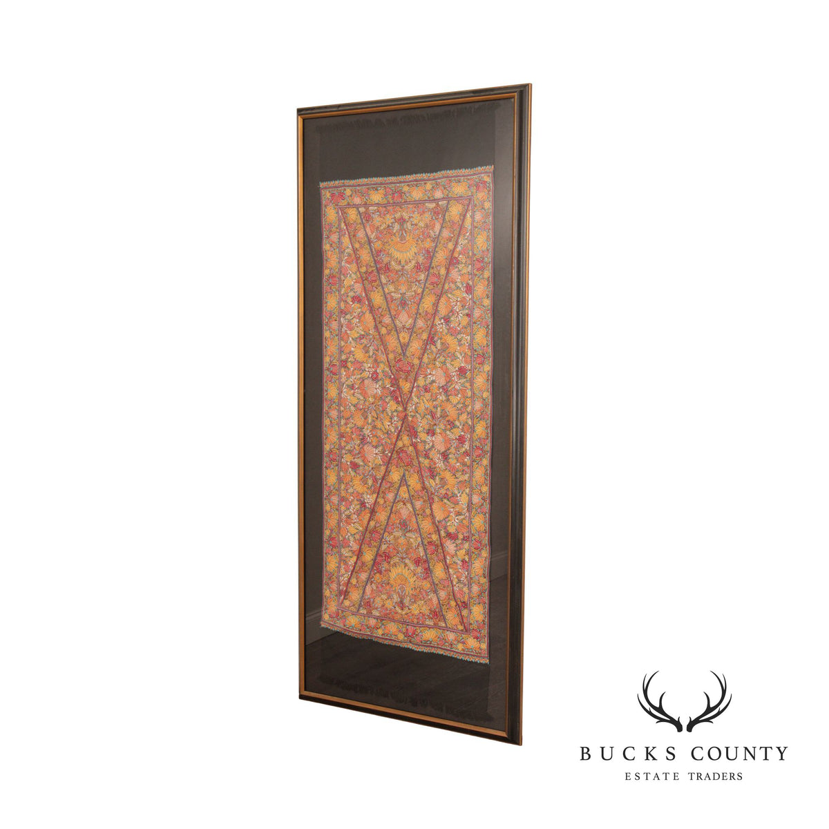 Kashmiri Style Hand Embroidered Crewel Framed Textile
