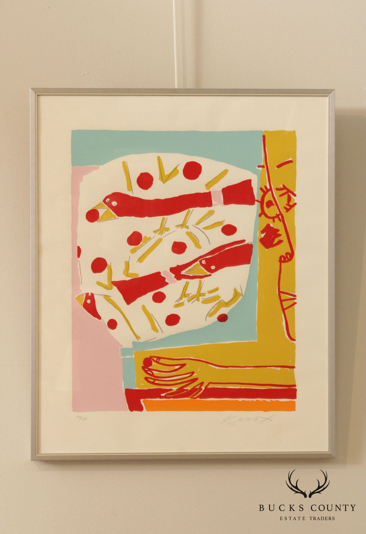 Vintage Modern Silkscreen Art Print, Signed 'Knox'