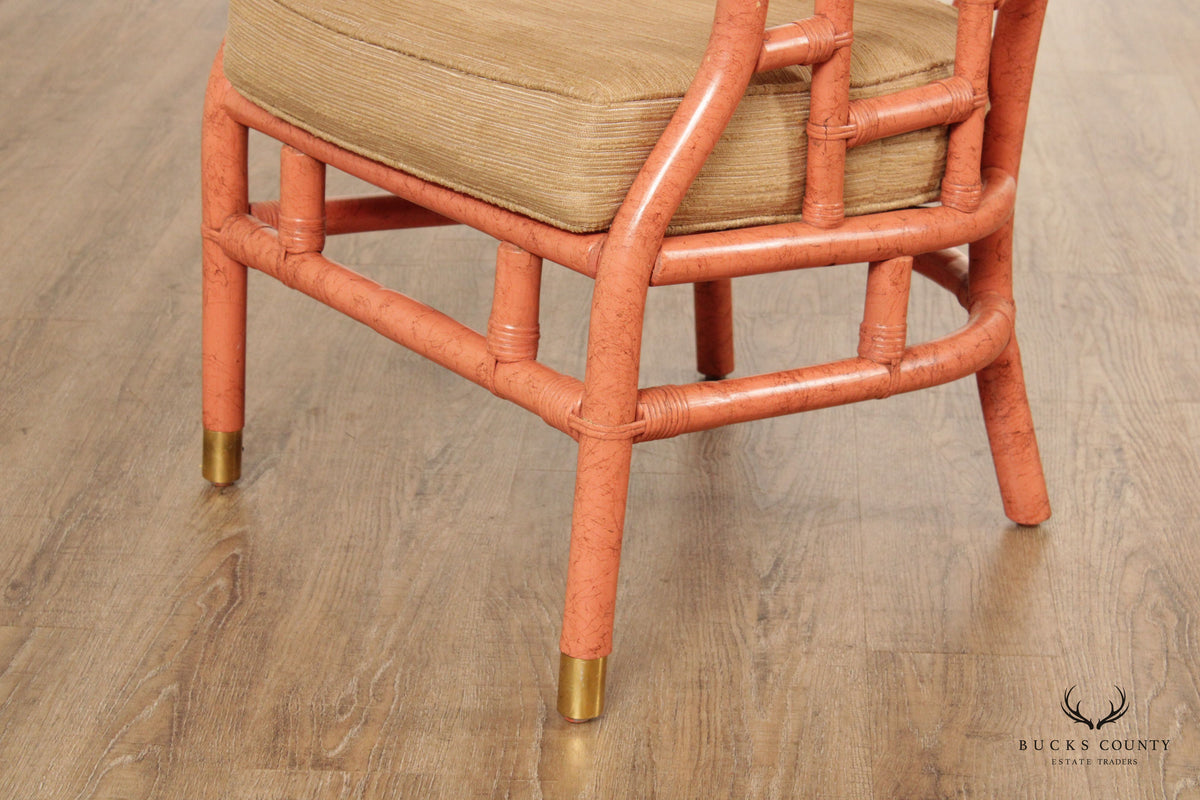 Ficks Reed Vintage Chinoiserie Inspired Curved Back Rattan Armchair