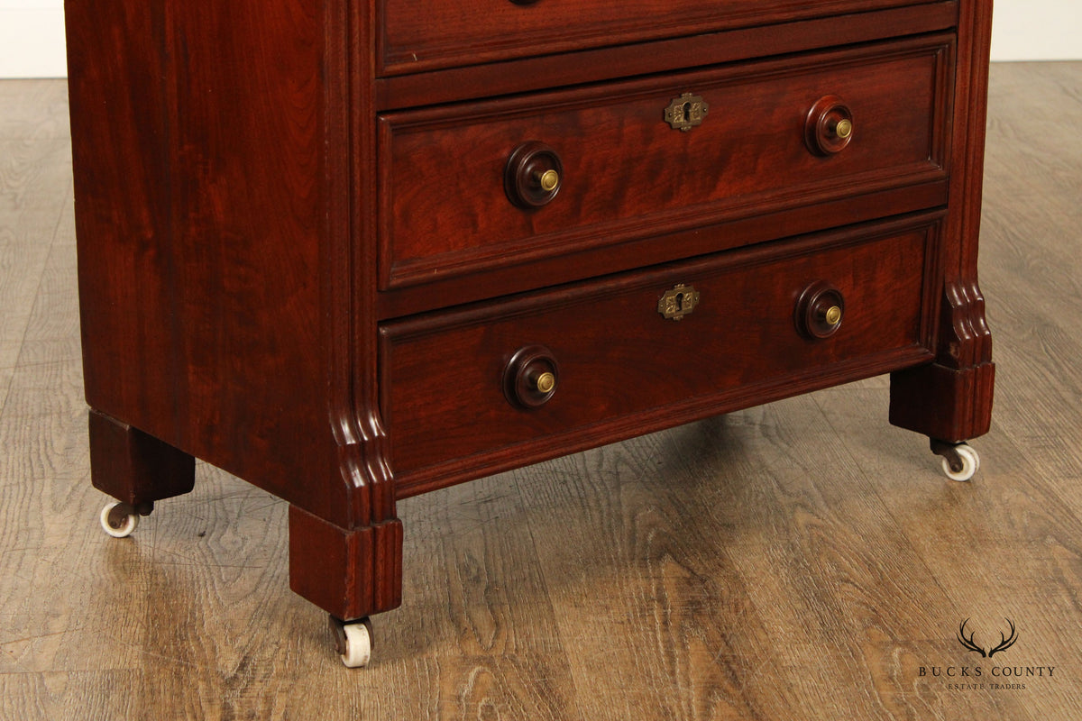 Antique English Mahogany And Rosewood Bachelor's Chest