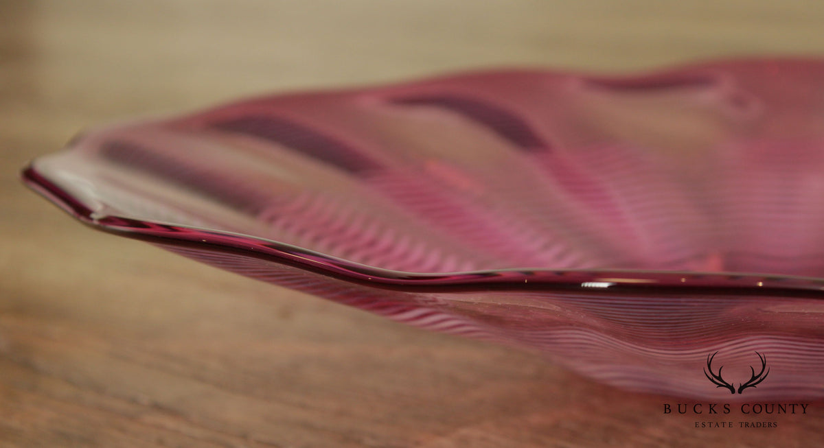 Chatham Glass Co. Hand Blown Cranberry Art Glass Plate 1980