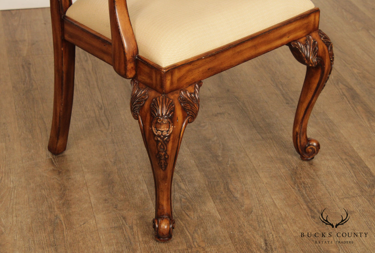 Maitland Smith Georgian Style Carved Mahogany Armchair