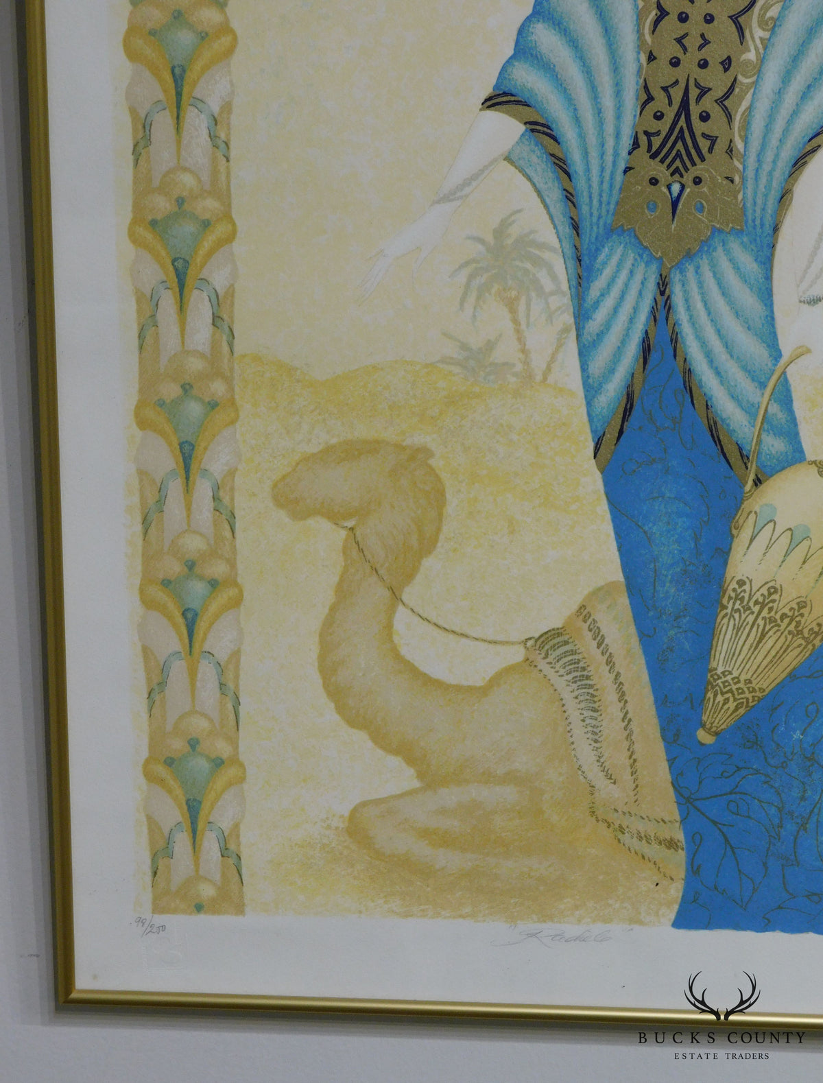 Framed Color Lithograph "Rachele" Limited Edition # 98/250 In the Manner of Erté