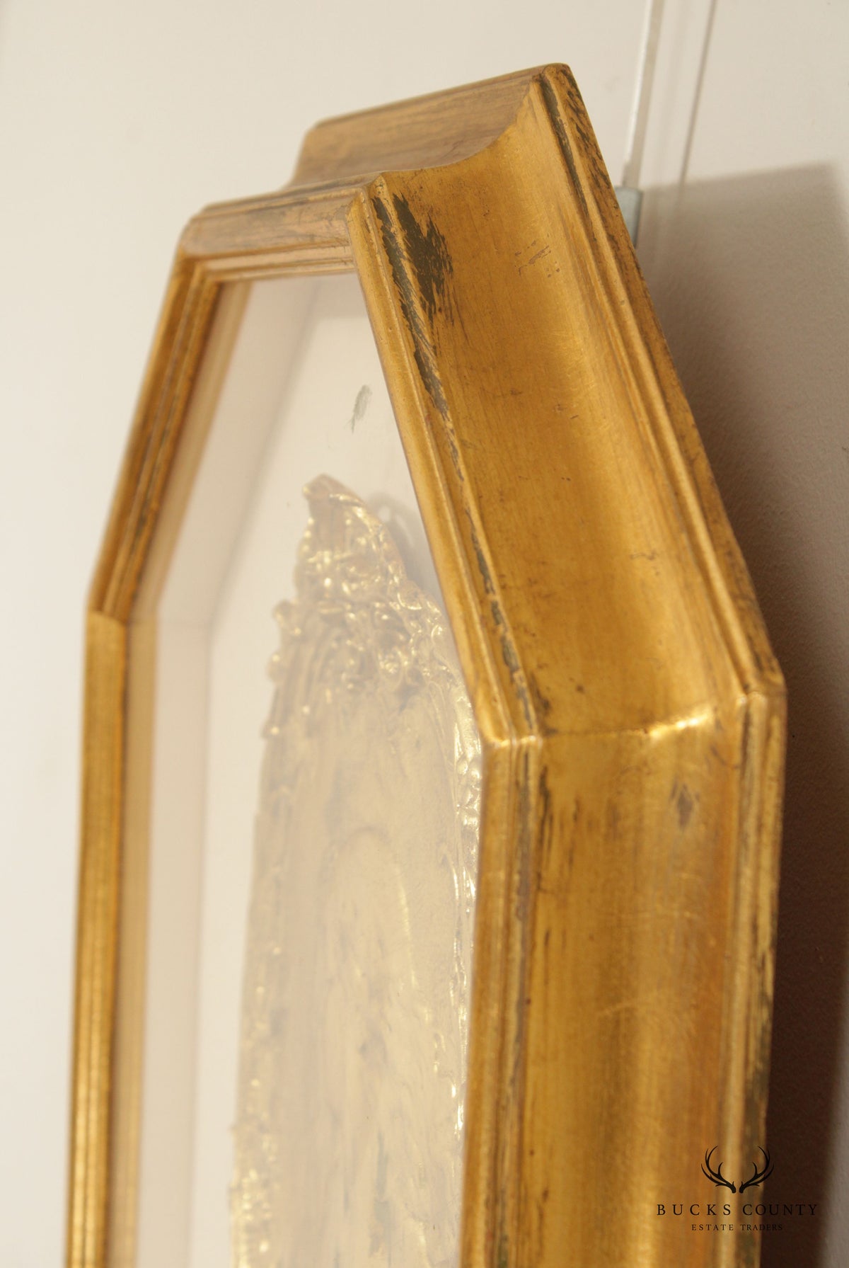 Art Nouveau Style Figural Gilt Cast Plaque, Custom Framed