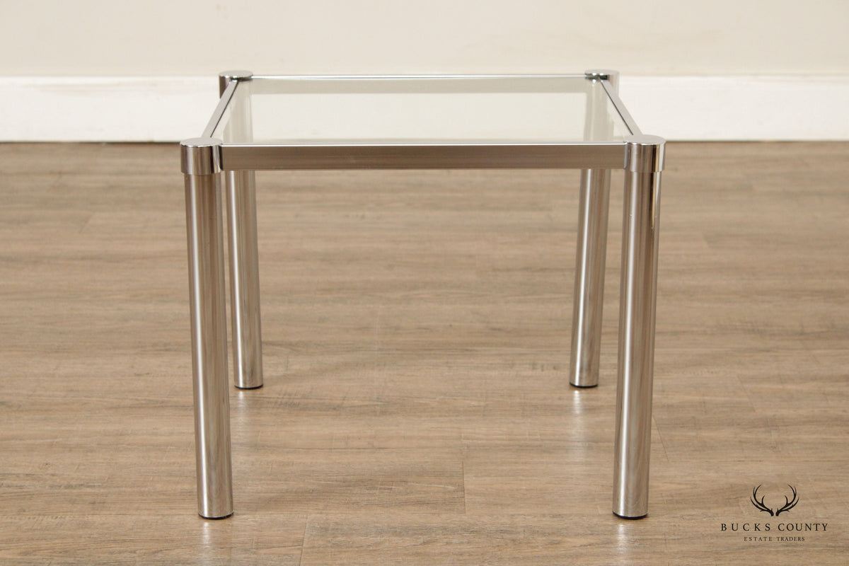 Post Modern Chrome and Glass Side Table