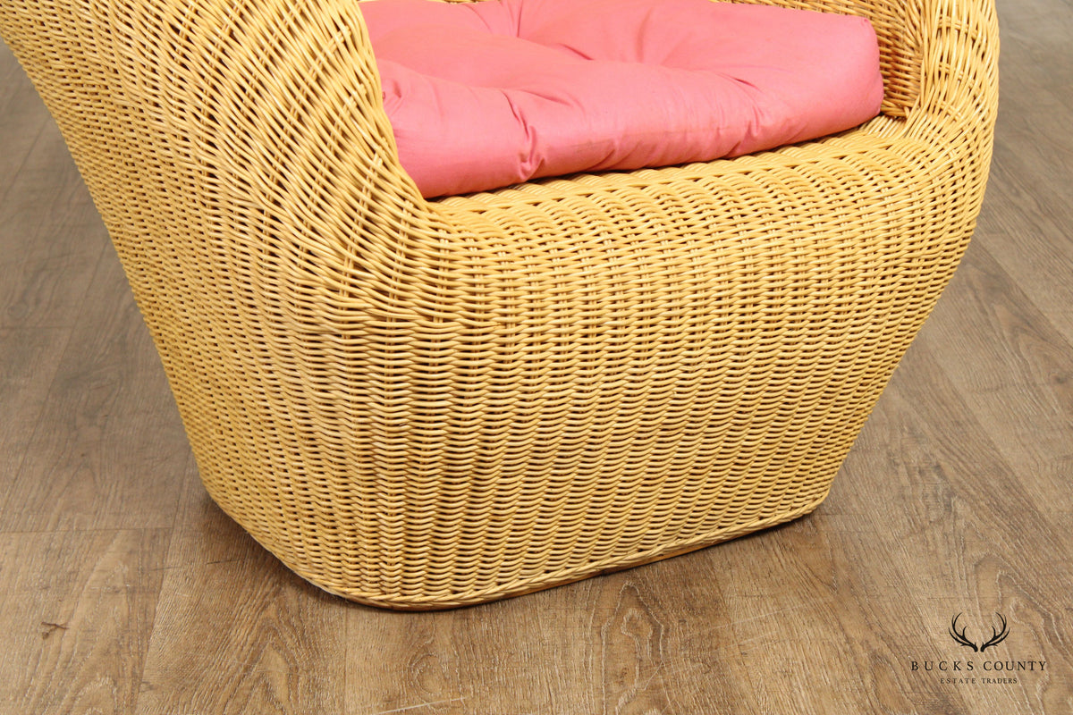 1970's Vintage Pair of Wicker Club Chairs