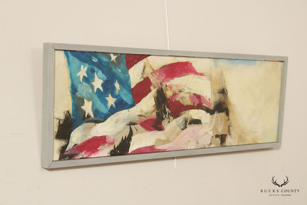 Contemporary Abstract Patriot Large Original Painting, Signed 'Litvak'