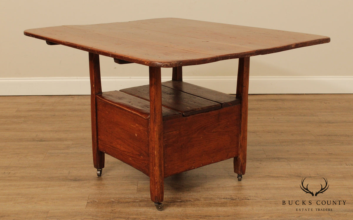 Antique 19th Century Primitive Pine Hutch Dining Table