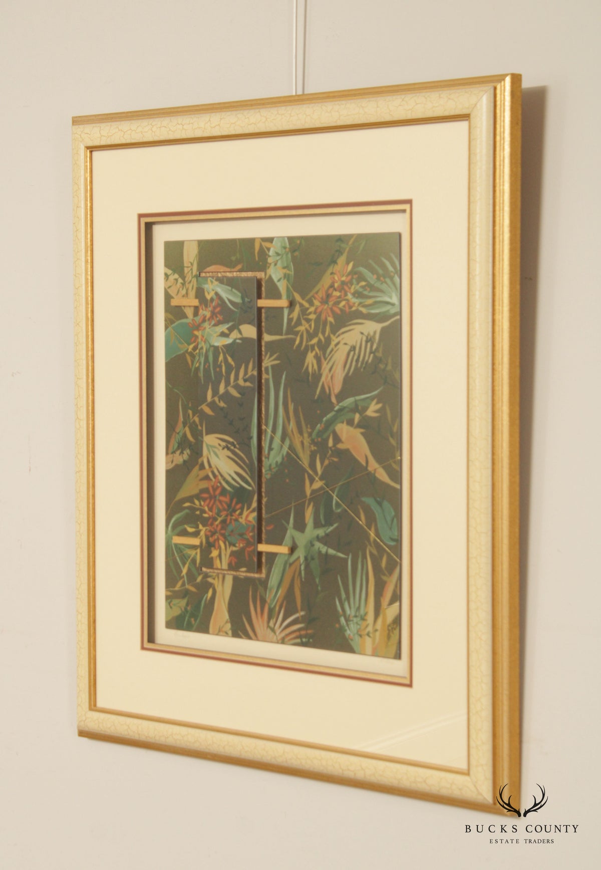 Vintage 'Rain Forest' Mixed Media Collage, Signed 'P. Fitch'