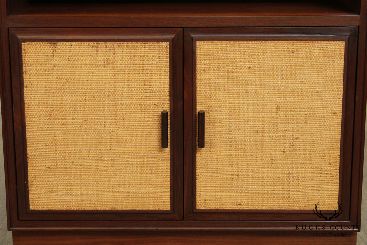 Arne Vodder for Vamo Danish Modern Pair Teak, Cane Door Nightstands