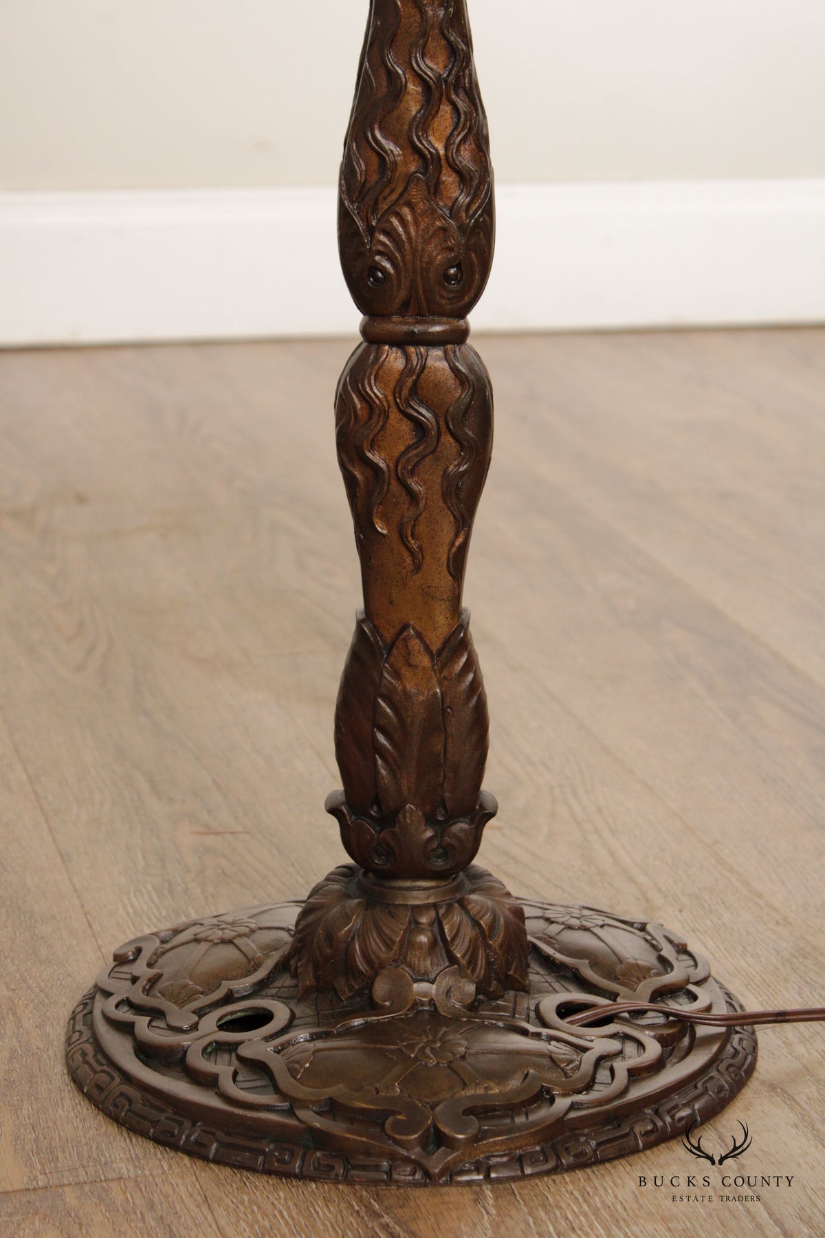 Antique Japanese Cast Bronze Floor Lamp