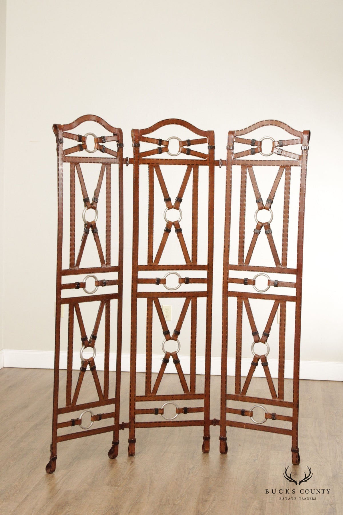 Steampunk Style Steel and Leather Room Divider