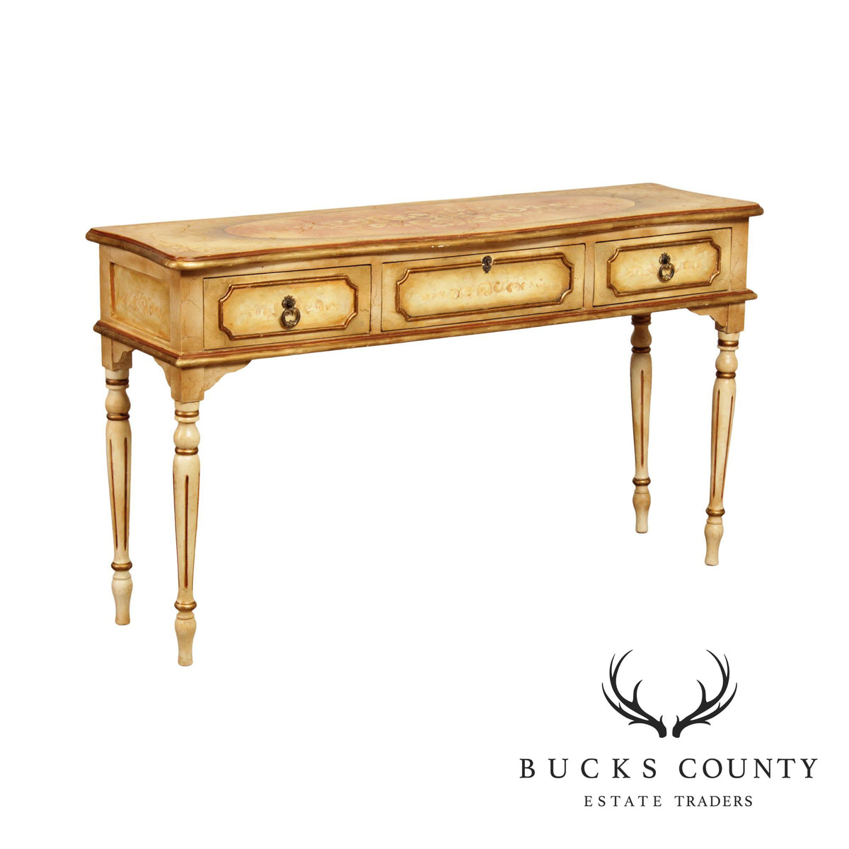 Italian Florentine Style Paint Decorated Console Table
