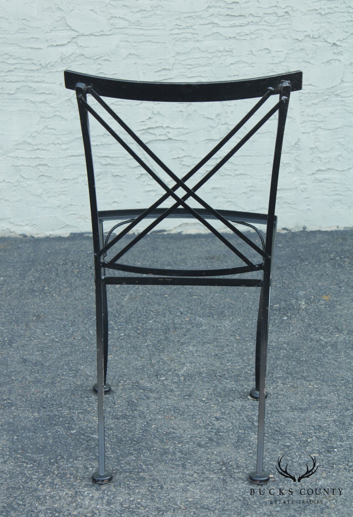 Vintage Set of 5 Wrought Iron X Back Garden Dining Chairs