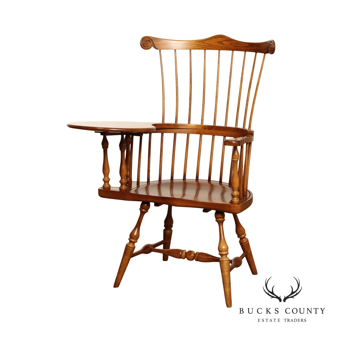 FREDERICK DUCKLOE CHERRY WINDSOR STYLE WRITING ARMCHAIR