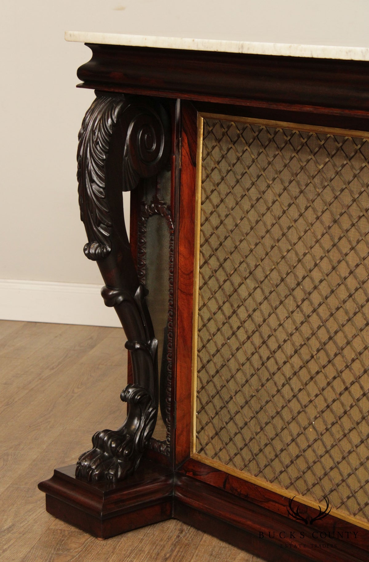 Antique 19th Century English Regency Rosewood Marble Top Console