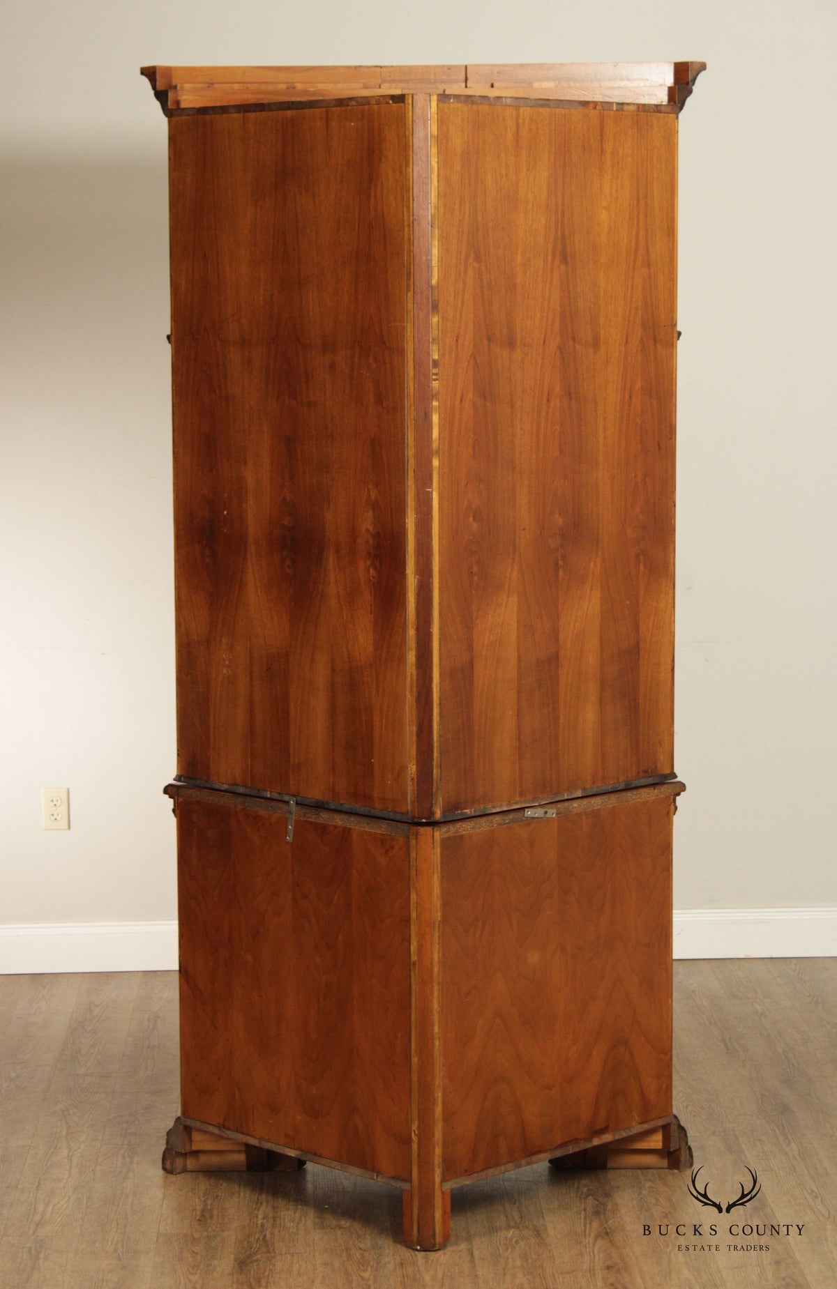 Francesco Molon Louis XVI Style Carved Walnut Corner Cabinet