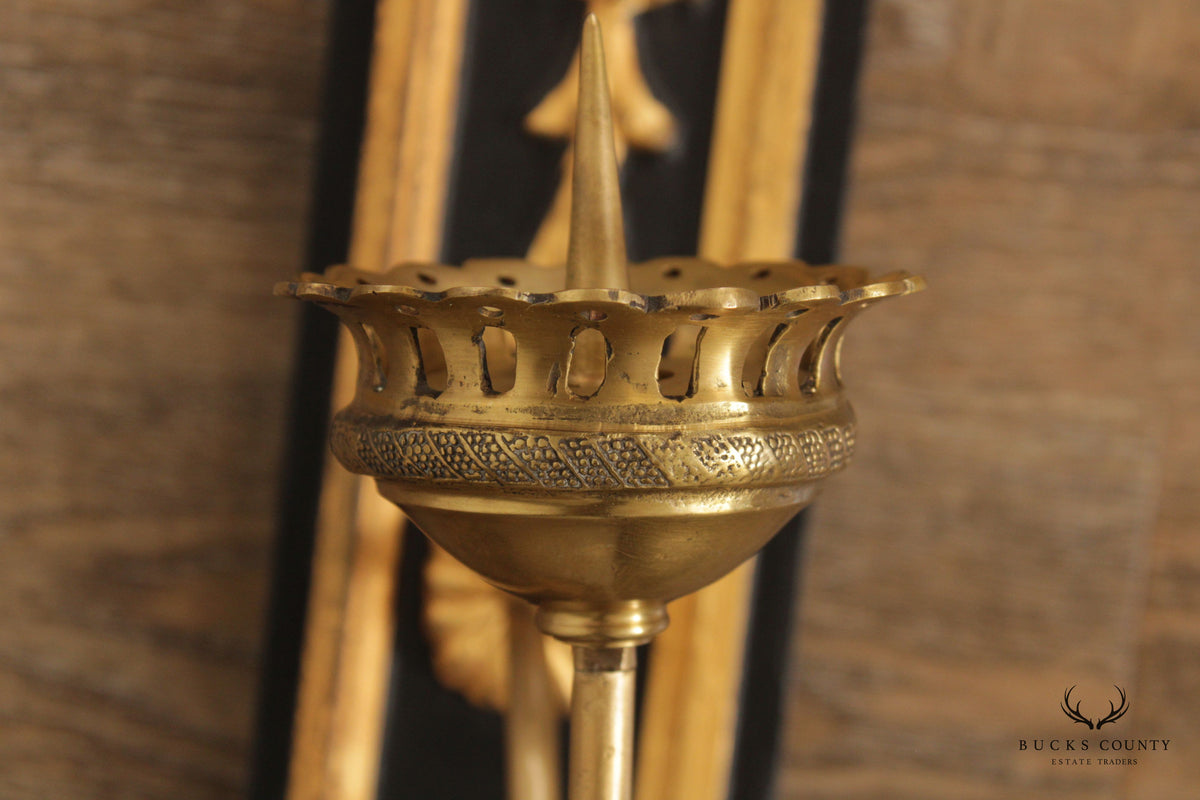 Egyptian Revival Style Pair of Partial Gilt Wall Sconces