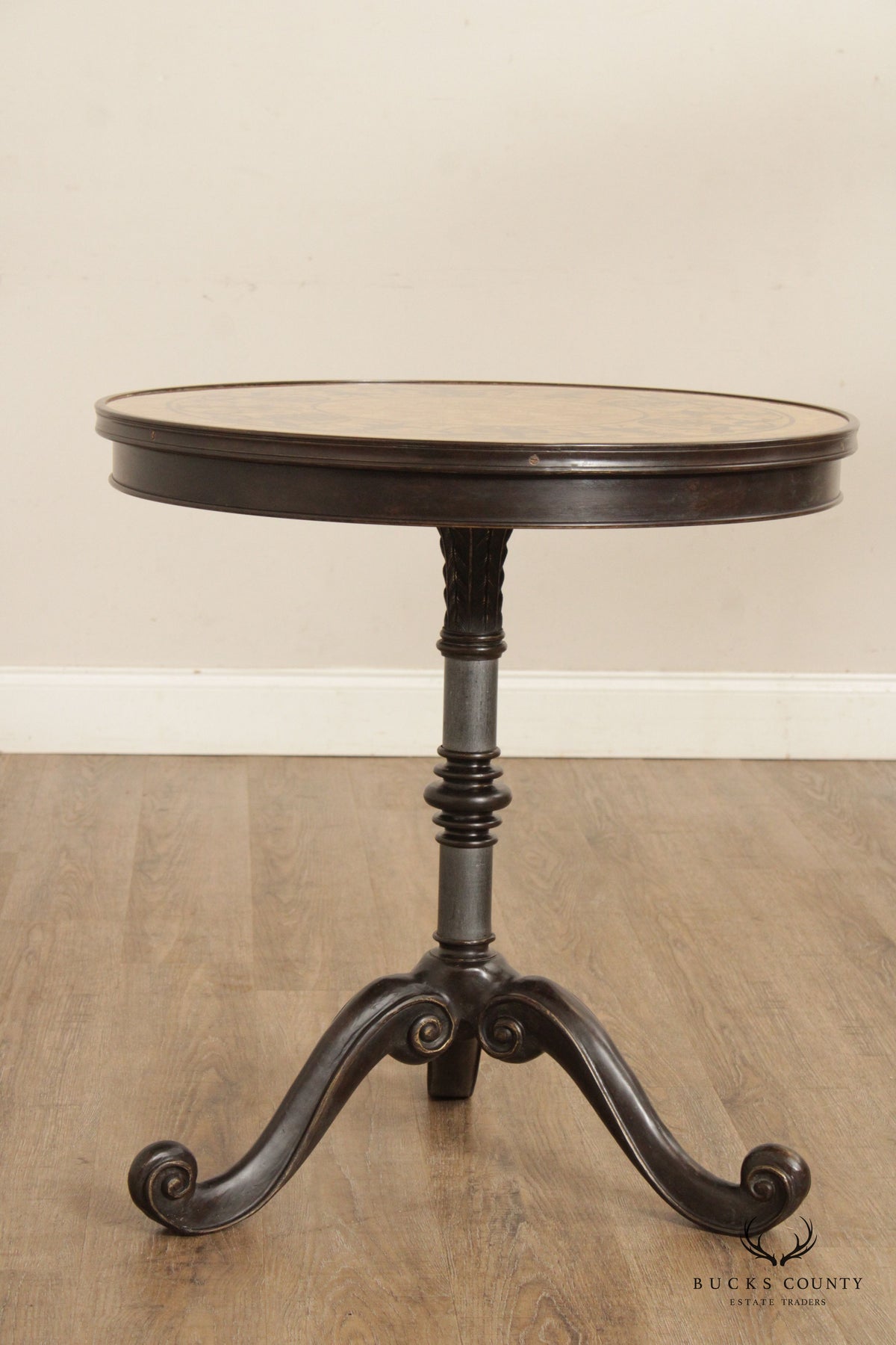 Classical Style Round Mosaic Top Bronze Side Table