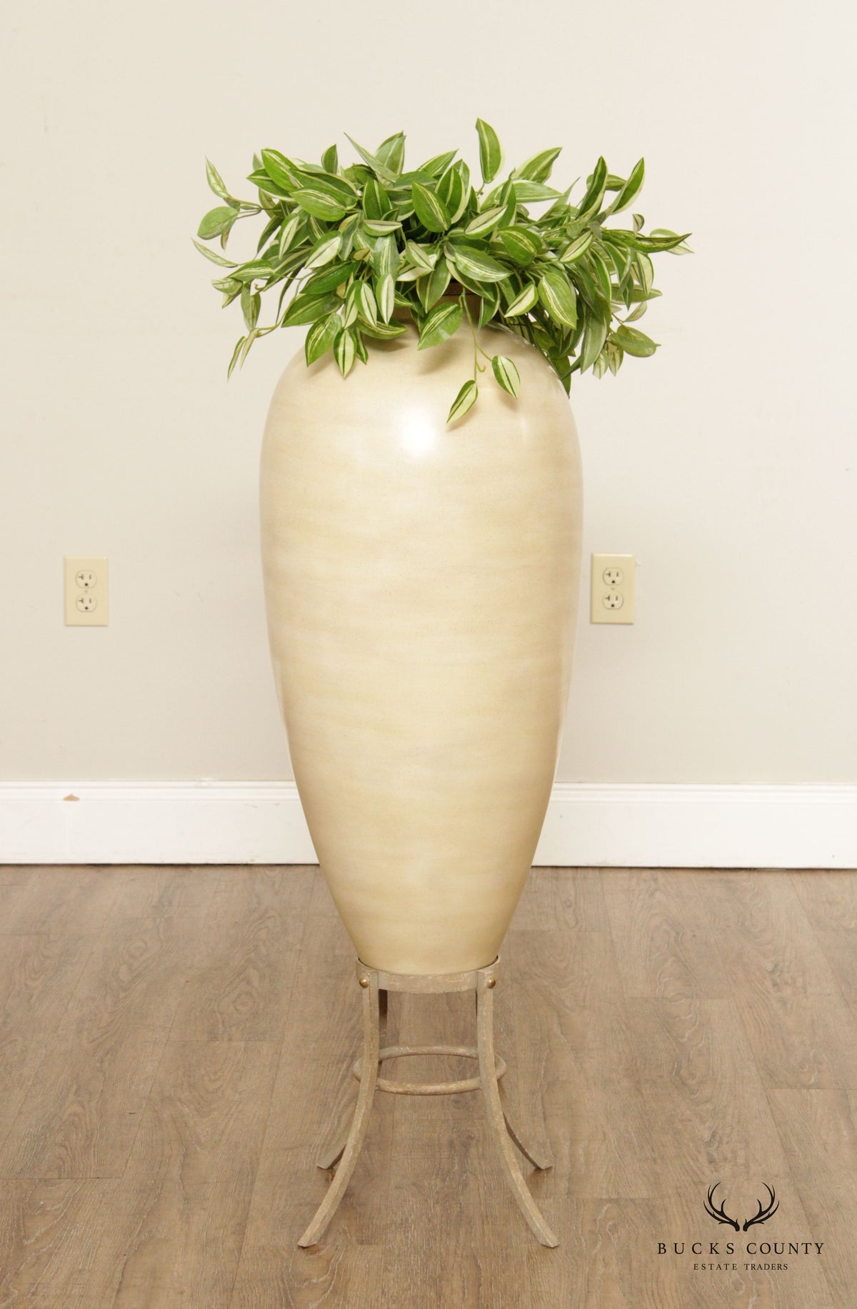 Vintage Amphora Pottery Vase on Cast Iron Stand