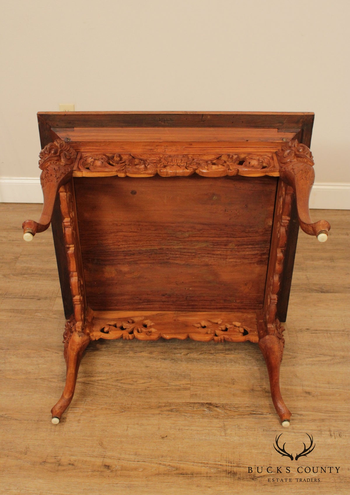 Vintage High Quality Chinese Lotus Flower Ornately Coffee Table