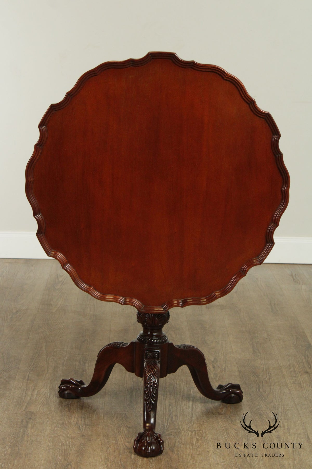 Chippendale Style Carved Mahogany Piecrust Tilt Top Tea Table
