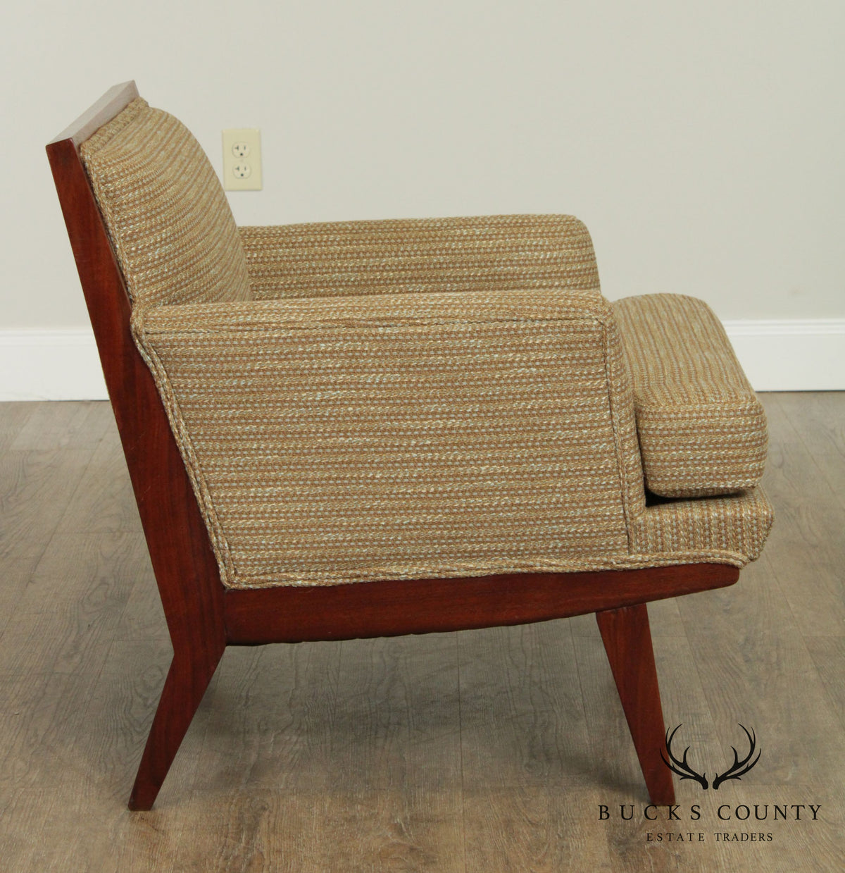 Mid Century New Hope School Walnut Upholstered Lounge Chair