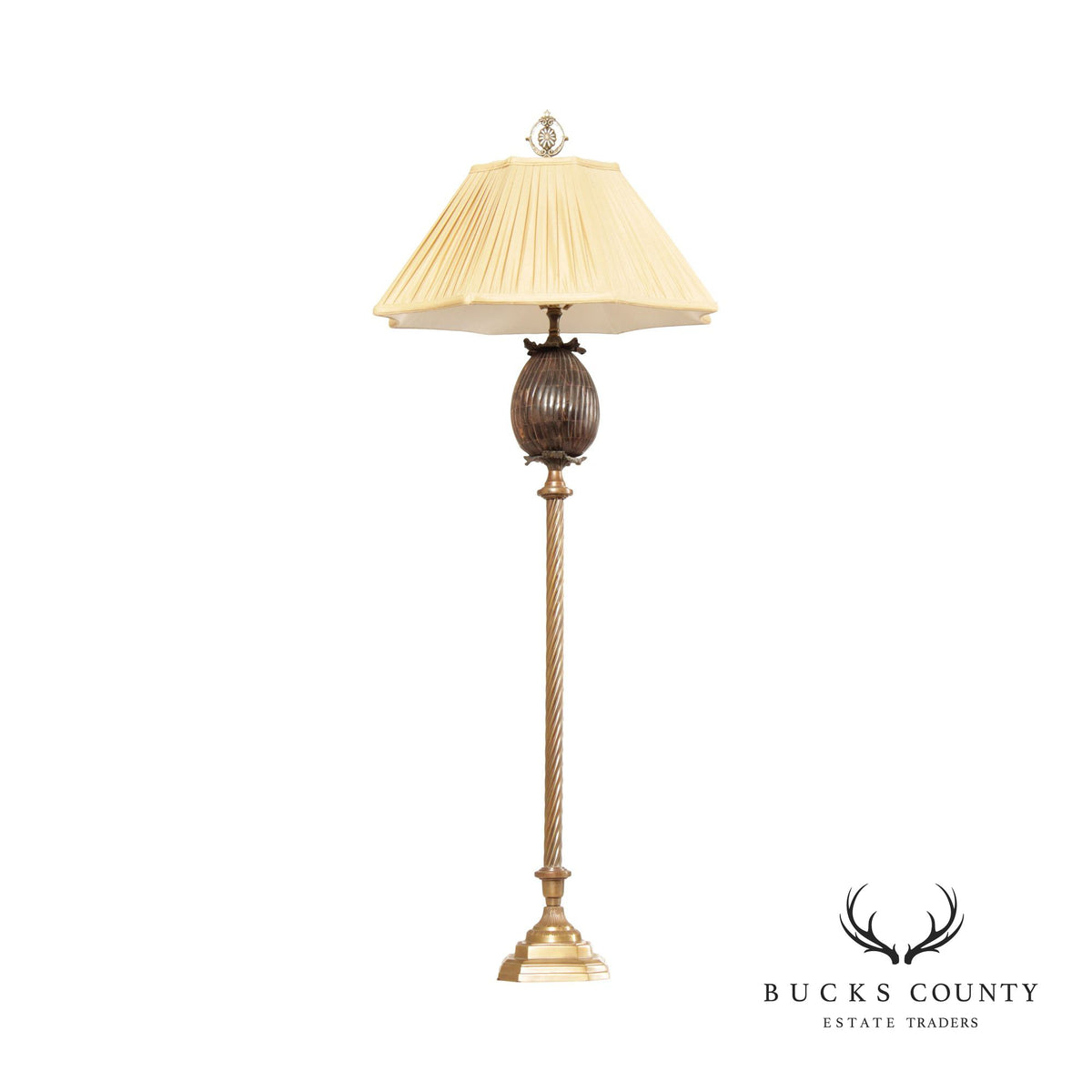 John Richard Collection Brass Columnar Floor Lamp