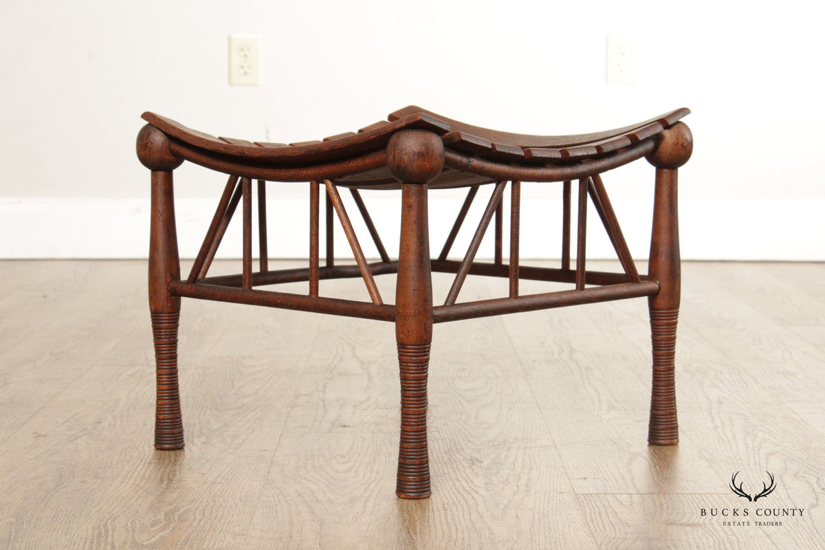 Antique Egyptian Revival Oak Thebes Stool