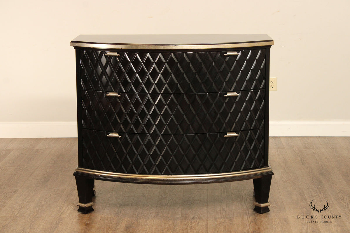 Century Omni Collection Contemporary Pair of Bow Front Ebonized Chests