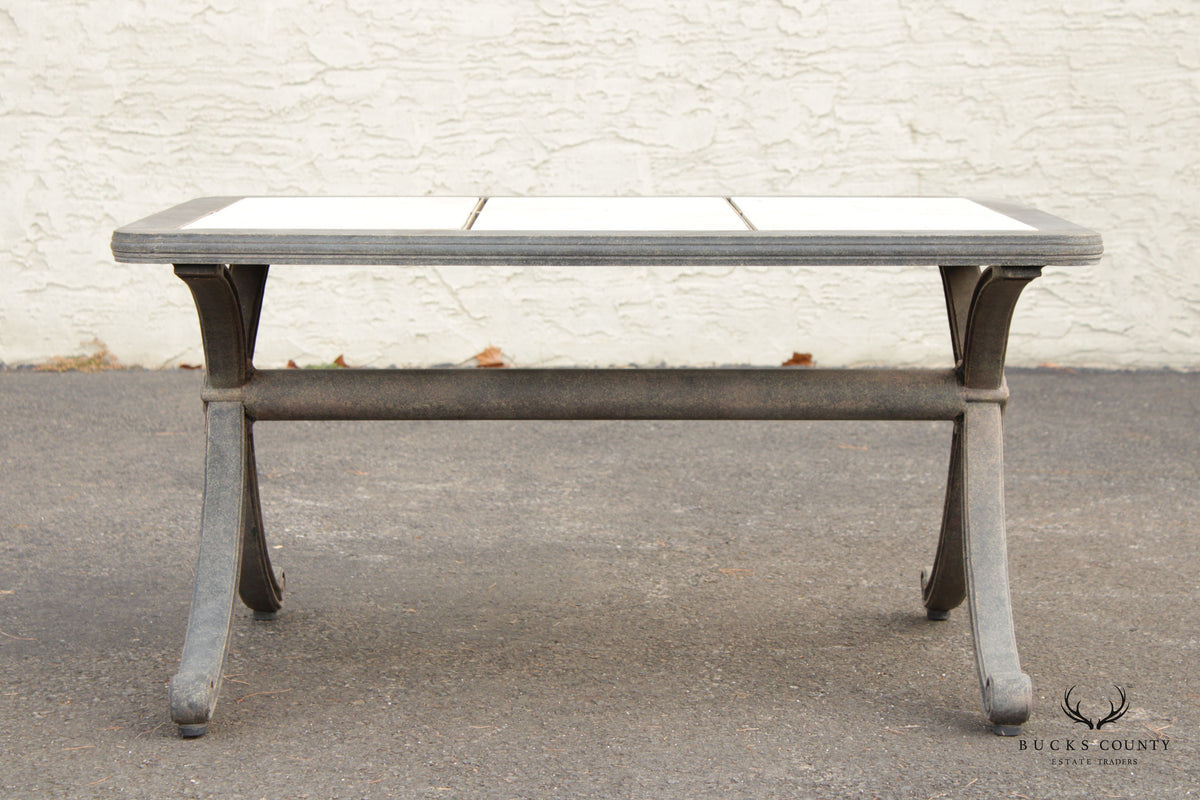 Vintage Aluminum and Tile Top Outdoor Patio Cocktail Table