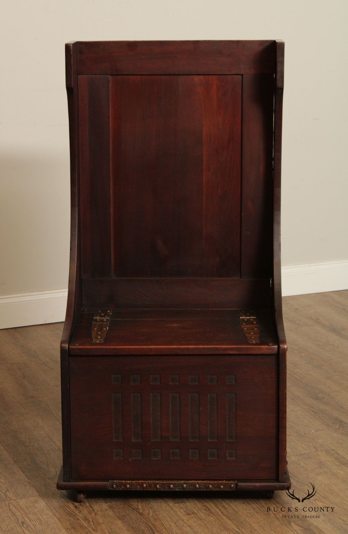 Antique Mission Arts And Crafts Mahogany Storage Chest Hall Bench