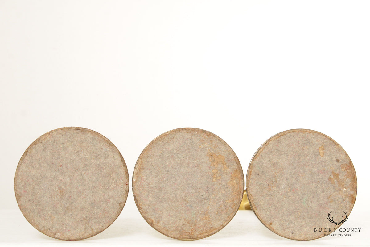 Danish Modern Set of Three Brass Candlestick Holders