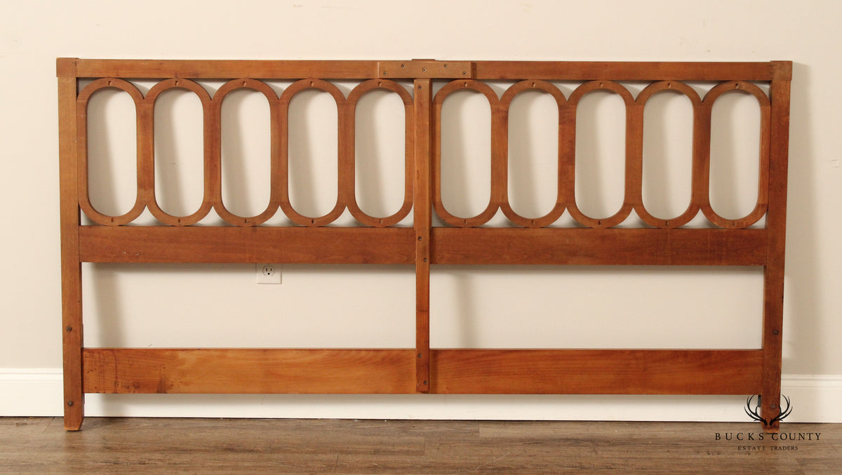 Regency Style Mid Century King Size Fruitwood Headboard