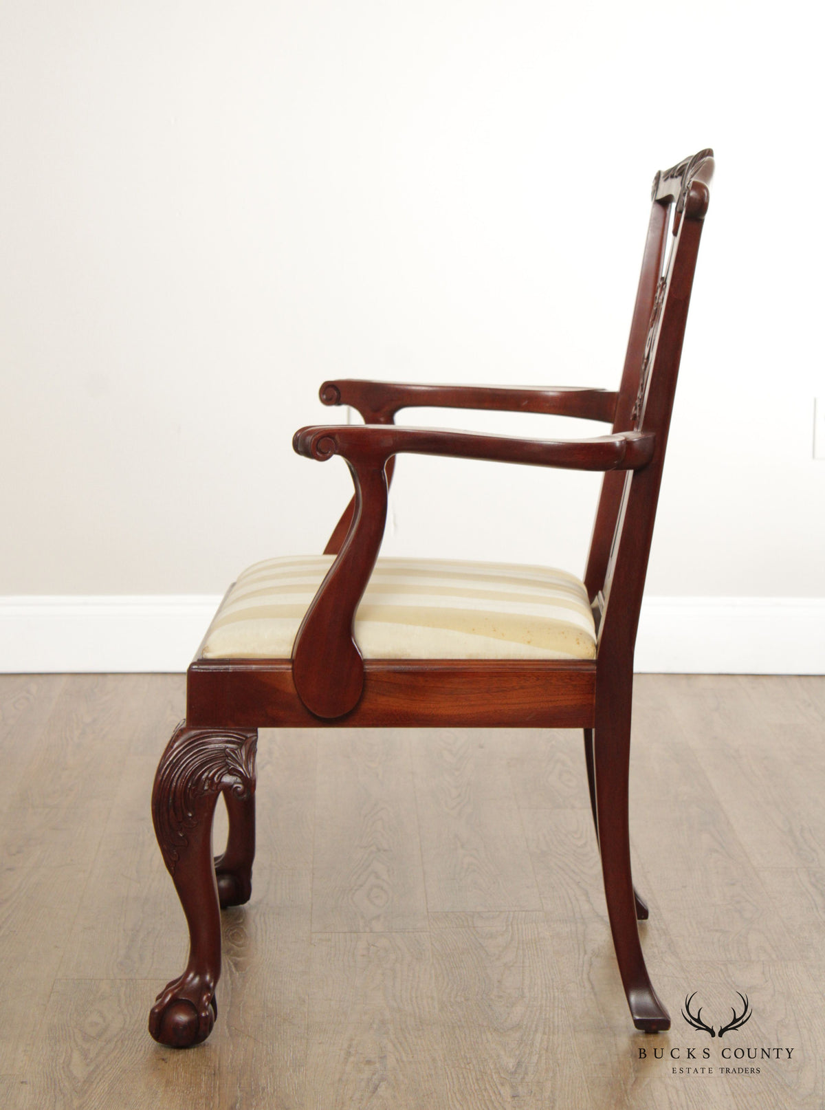 Baker Furniture Chippendale Style Carved Mahogany Armchair