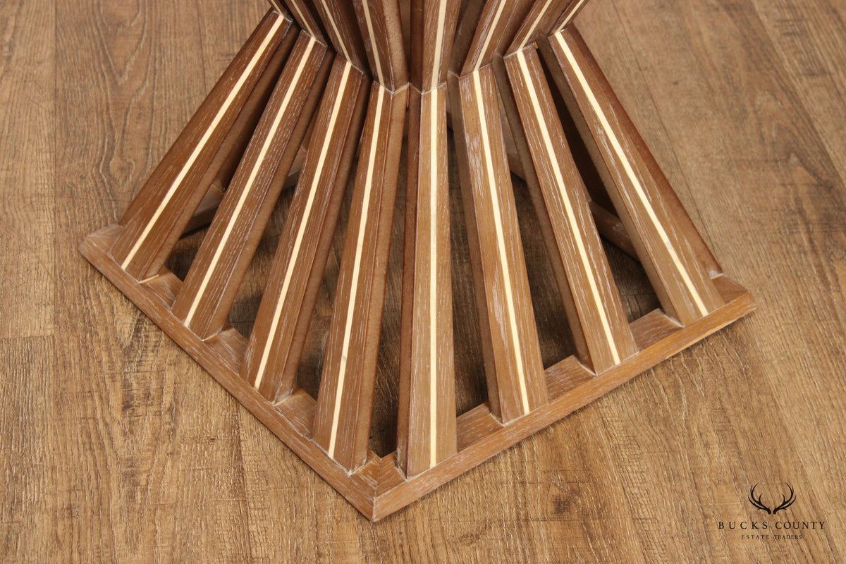 Contemporary Geometric Inlaid Oak Side Table
