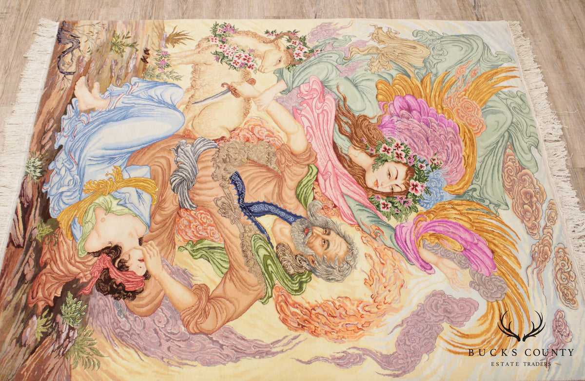 Fine Quality Hand Crafted Wool and Silk Farsh Miniator Hanging Tapestry Tableau Rug