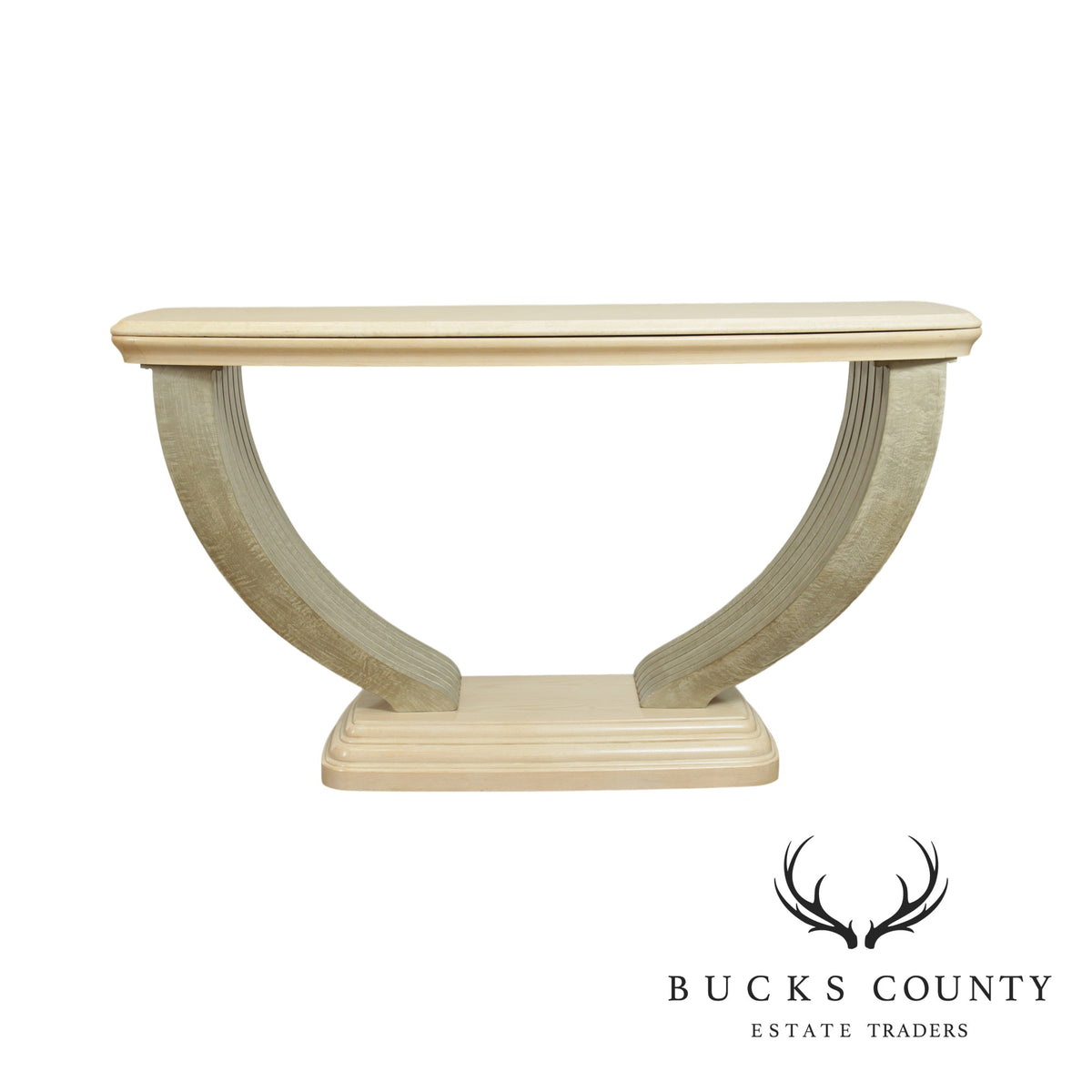 Large Postmodern Travertine Top Console Table