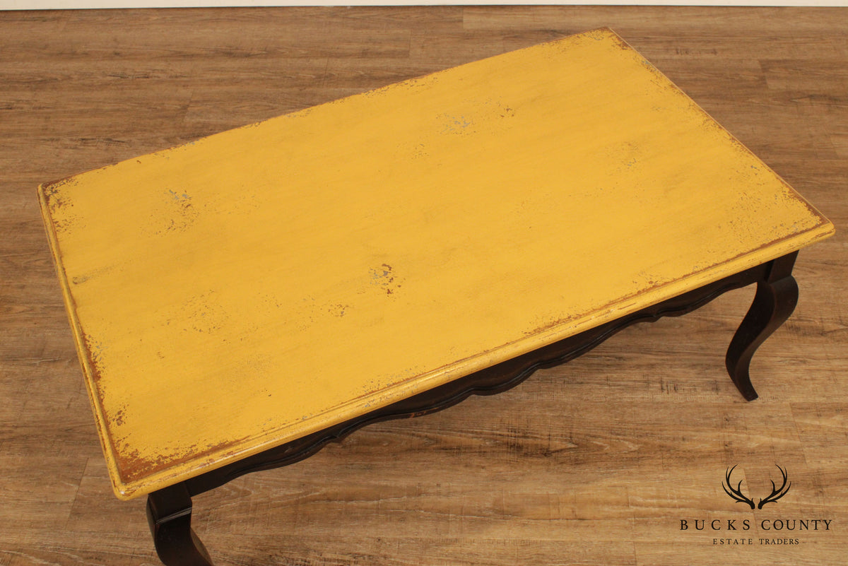 Habersham French Country Style Distressed Painted Coffee Table