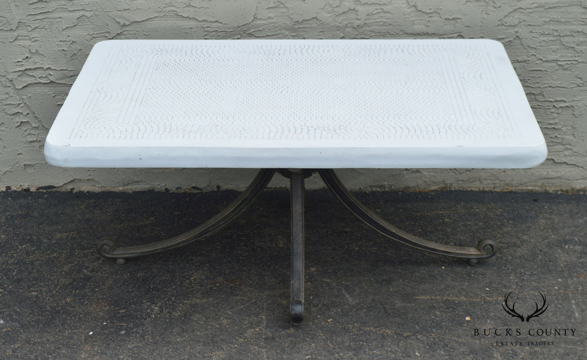 Quality Cast Aluminum & Faux Stone Top Patio Coffee or Cocktail Table