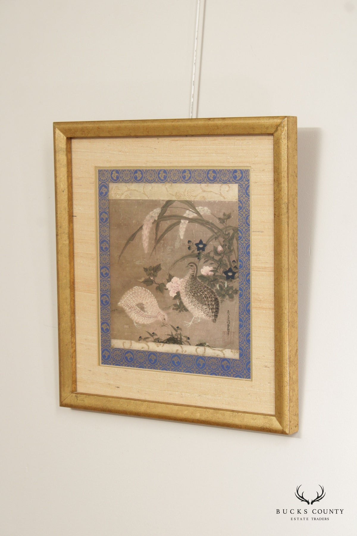 Tosa Mitsuoki Vintage 'Quails and Flowers' Framed Art Print