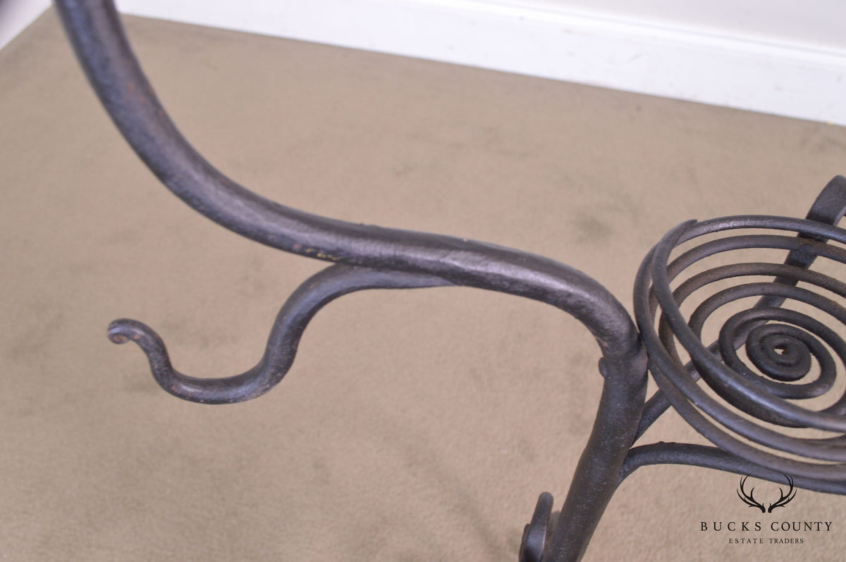 Antique Hand Wrought Iron Tea Kettle Stand