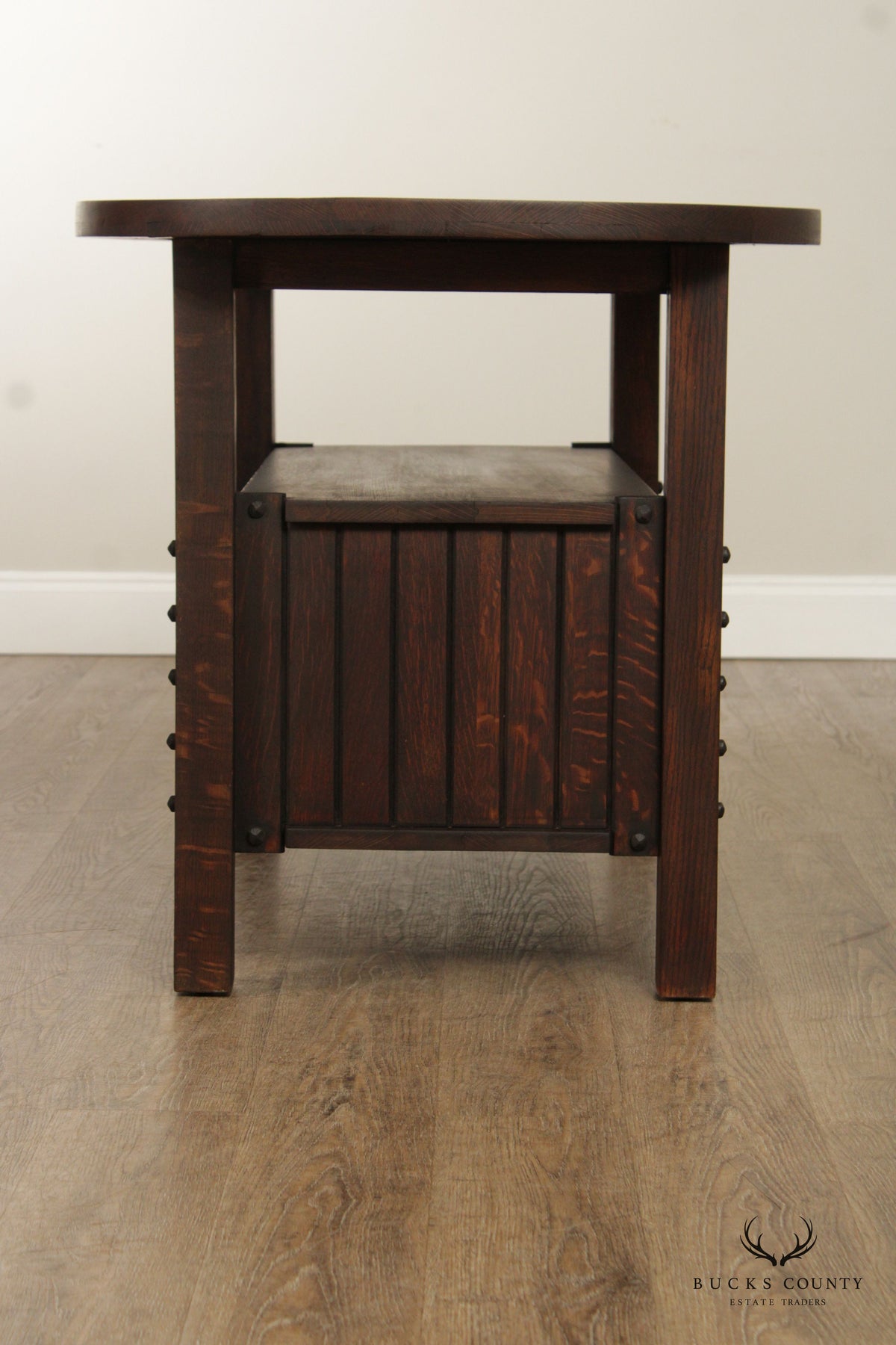 ANTIQUE MISSION OAK LIBRARY TABLE