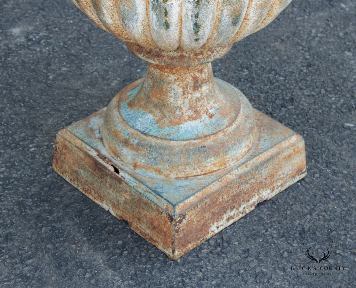 French Style Large Verdigris Cast Iron Garden Urn Planter