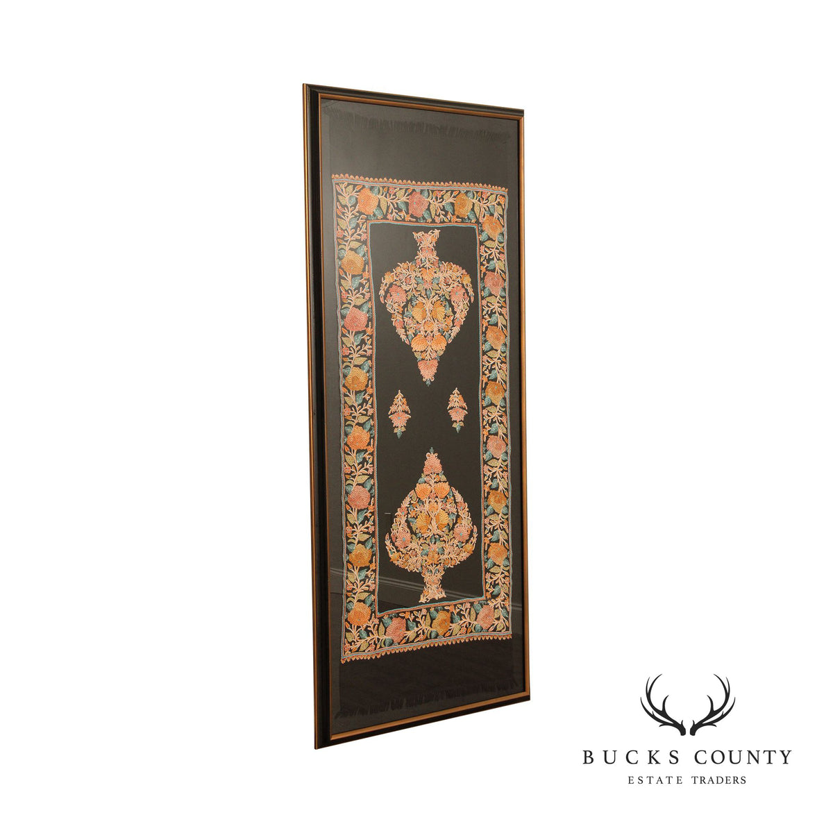 Kashmiri Style Hand Embroidered Crewel Framed Textile
