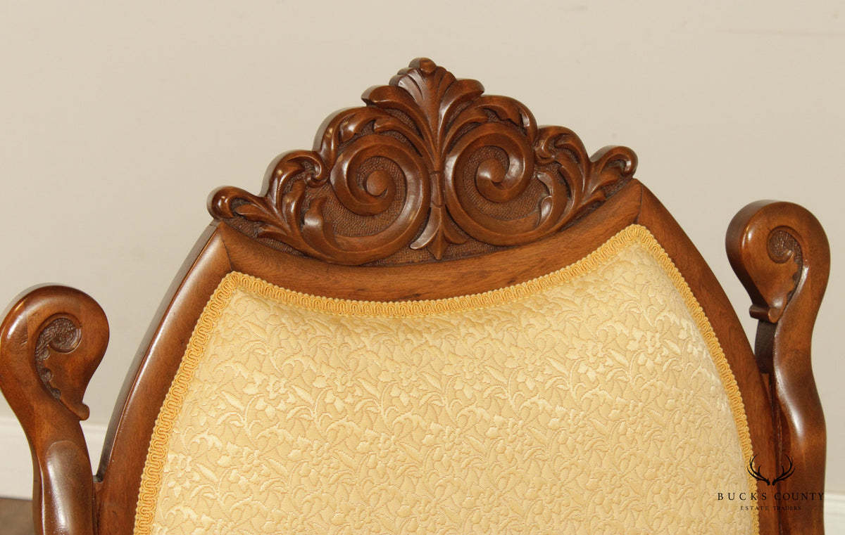 Antique French Empire Style Carved Maple and Beech Fauteuil Armchair