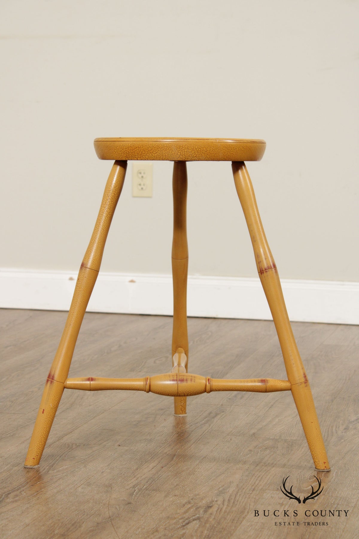 D.R. Dimes Mustard Yellow Painted 3 Legged Stool