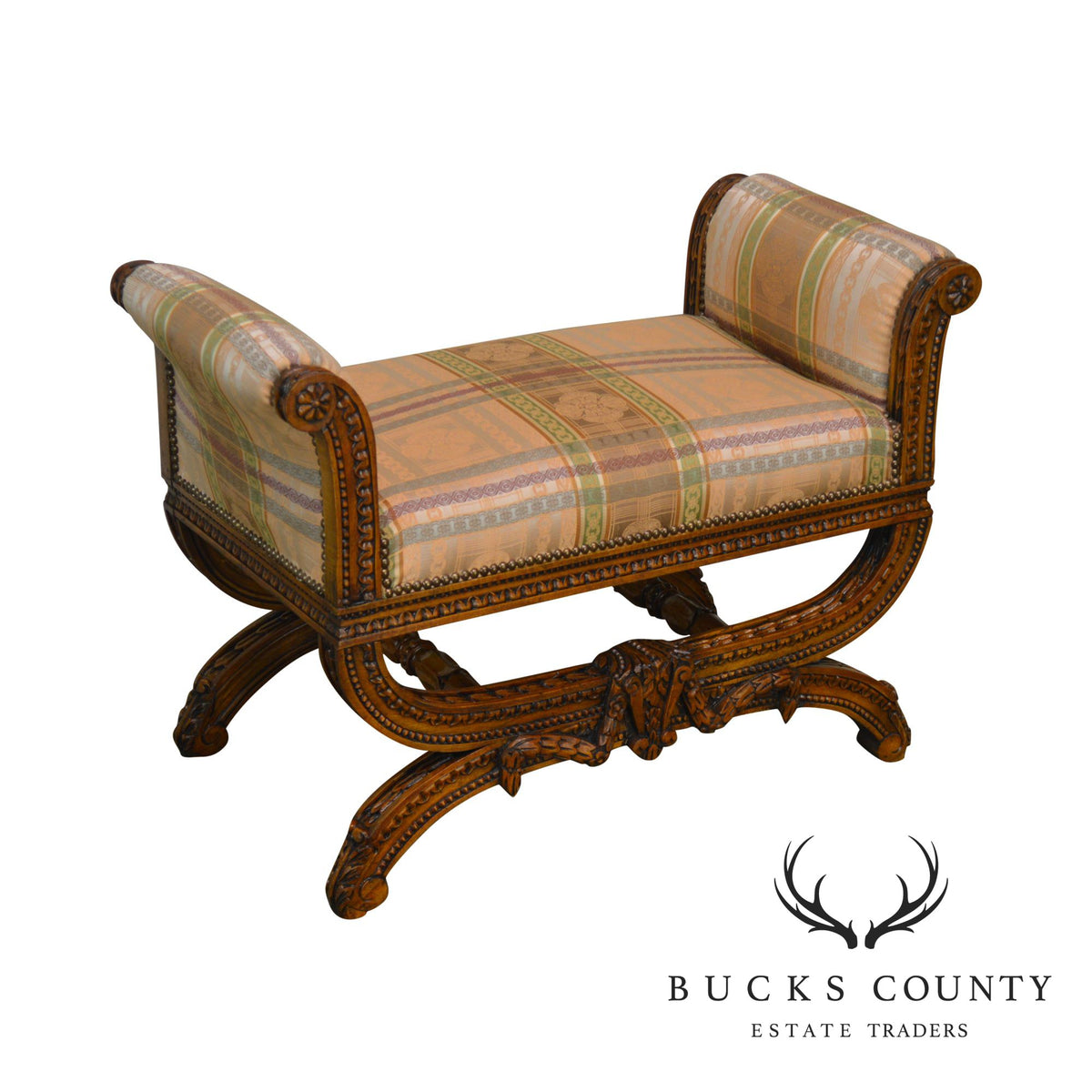 Fine Quality French Louis XV Style Carved Bench